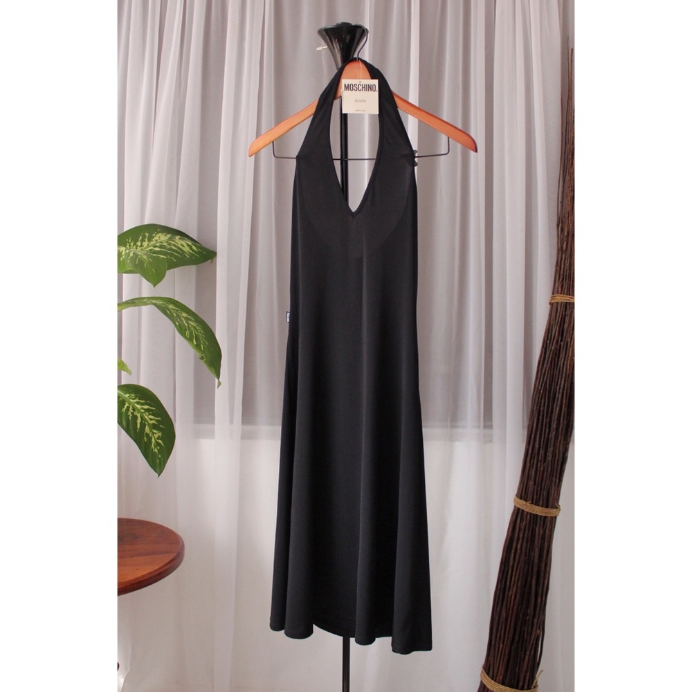 Moschino 90s Halter Low Back Black Dress (Size 6)
